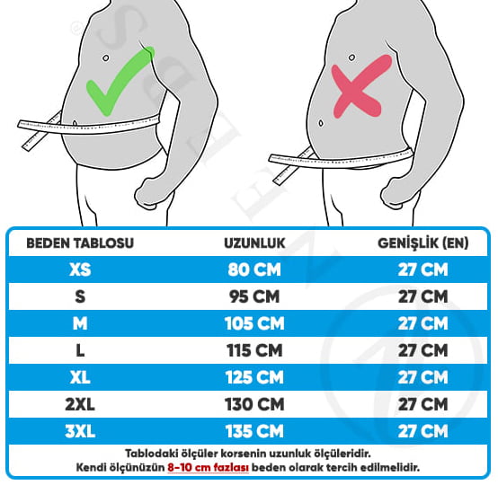 Neebs Termal Korse Bel Korse Doğum Sonrası Korse Beden Tablosu